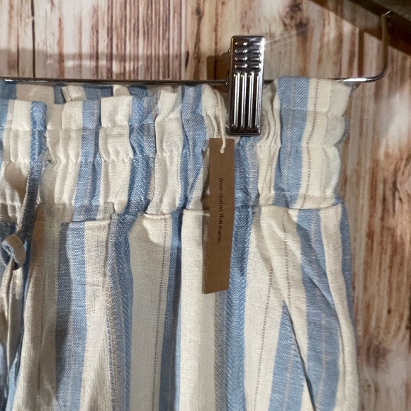 Love Tree Womens Stripped Linen Pants Elastic Waist Size Sm Beachy New With Tags - Picture 2 of 6